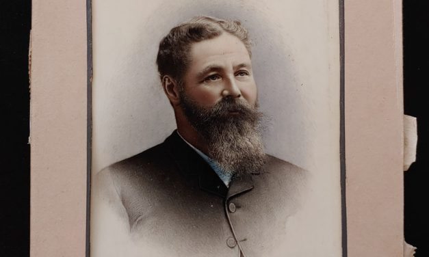 Sam Brighouse 3.5×2.5″ colour Portrait on French Ivory w/ frame, info