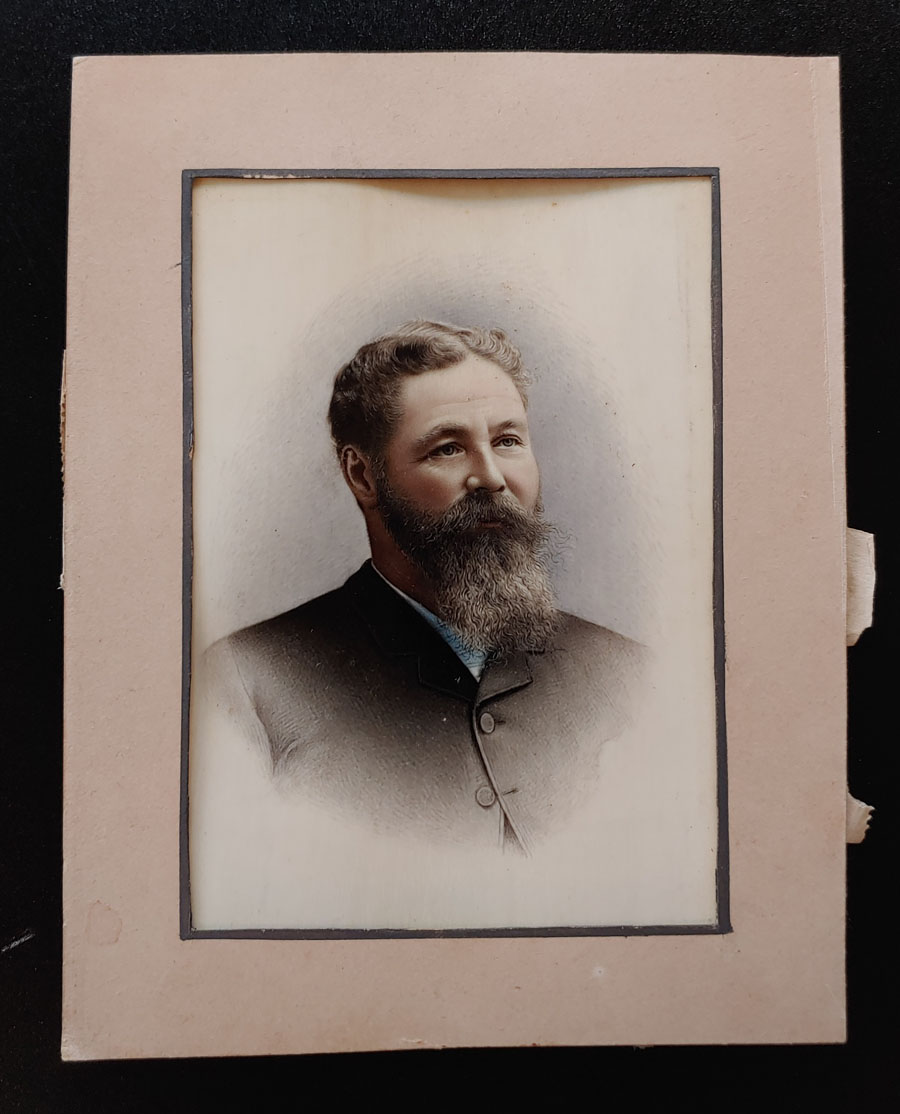 Sam Brighouse 3.5x2.5" colour Portrait on French Ivory w/ frame, info