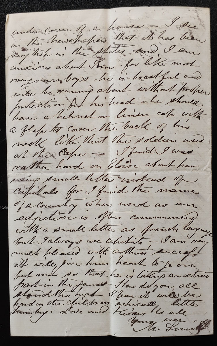 New Westminster B.C. 29 Jul 1881 Marcus Smith letter to his wife