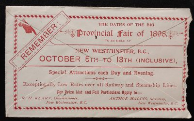 New Westminster, B.C. 4 Aug 1898 1c Provincial Fair Advertising Cover