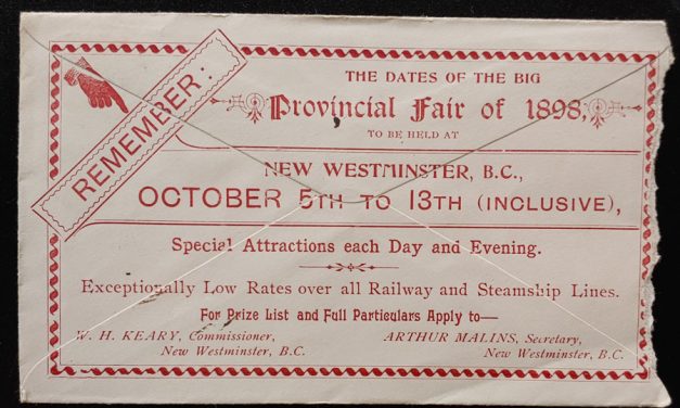 New Westminster, B.C. 4 Aug 1898 1c Provincial Fair Advertising Cover