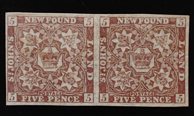 Newfoundland #12Ai Mint 1860 5d Watermarked Pair $350+