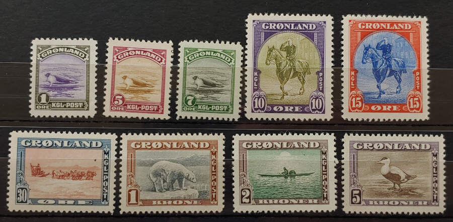 Greenland #10-18 F/VF Never Hinged 1945 Set US$325 (9)