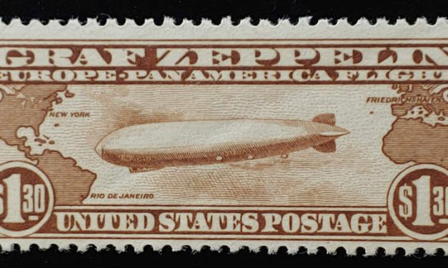 U.S.A. #C14 F/VF Mint 1930 $1.30 Zeppelin, natural gum