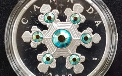 Canada Proof 2009 pure Silver Blue Crystal Snowflake