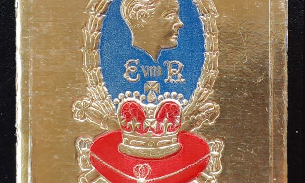 Edward VII 2.25×3″ embossed 1937 Coronation Calendar w/ gold cover