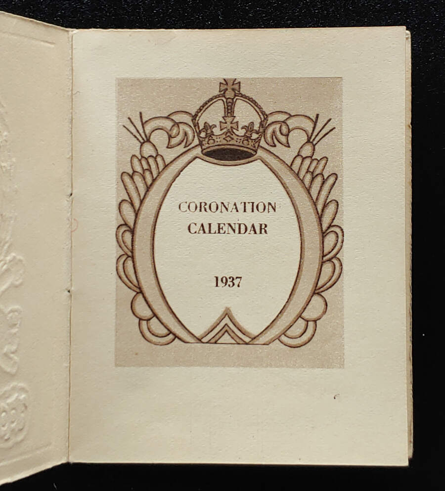 Edward VII 2.25x3" embossed 1937 Coronation Calendar w/ gold cover