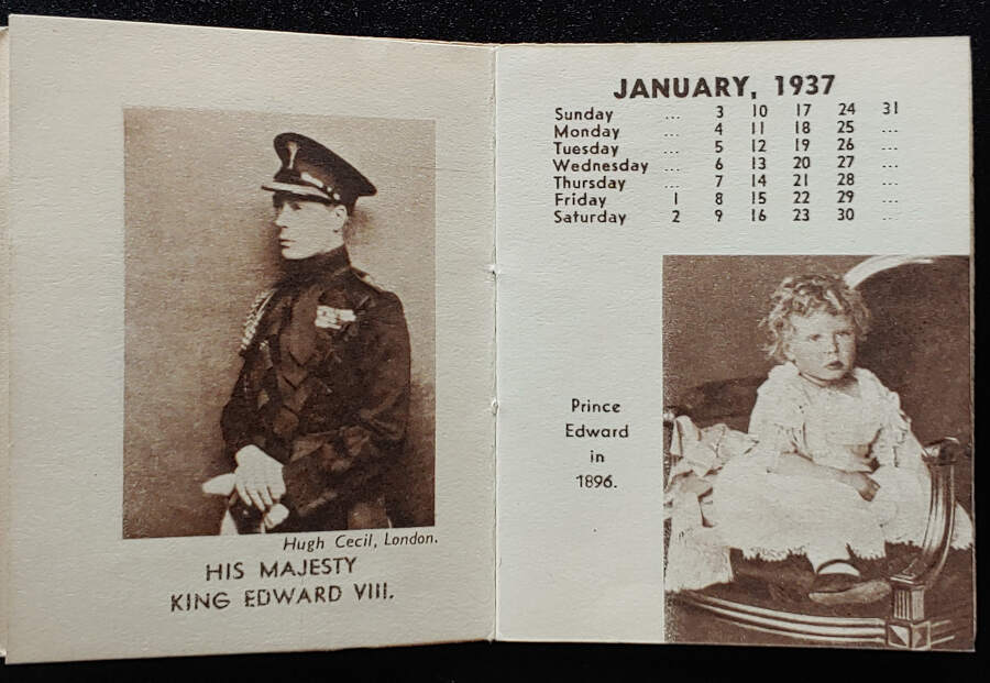Edward VII 2.25x3" embossed 1937 Coronation Calendar w/ gold cover