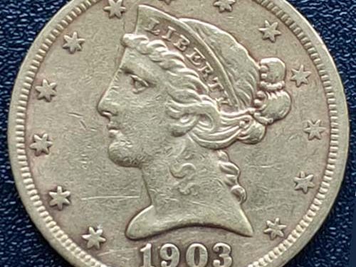U.S.A. XF 1903S Coronet $5 Gold Half Eagle .24187oz