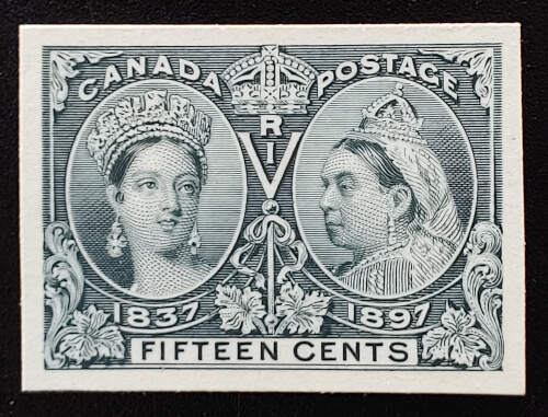 Canada #58P VF 1897 15c Jubilee Plate Proof, 600 issued $350