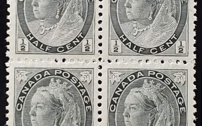 Canada #74i VFNH 1898 1/2c QV Numeral Block (4)