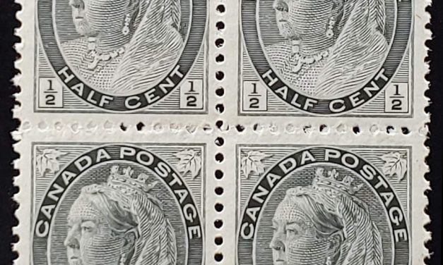 Canada #74i VFNH 1898 1/2c QV Numeral Block (4)