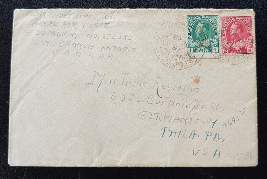 F.P.O. Cda Military Long Branch, On. 29 Oct 1918 3c Cover to U.S.