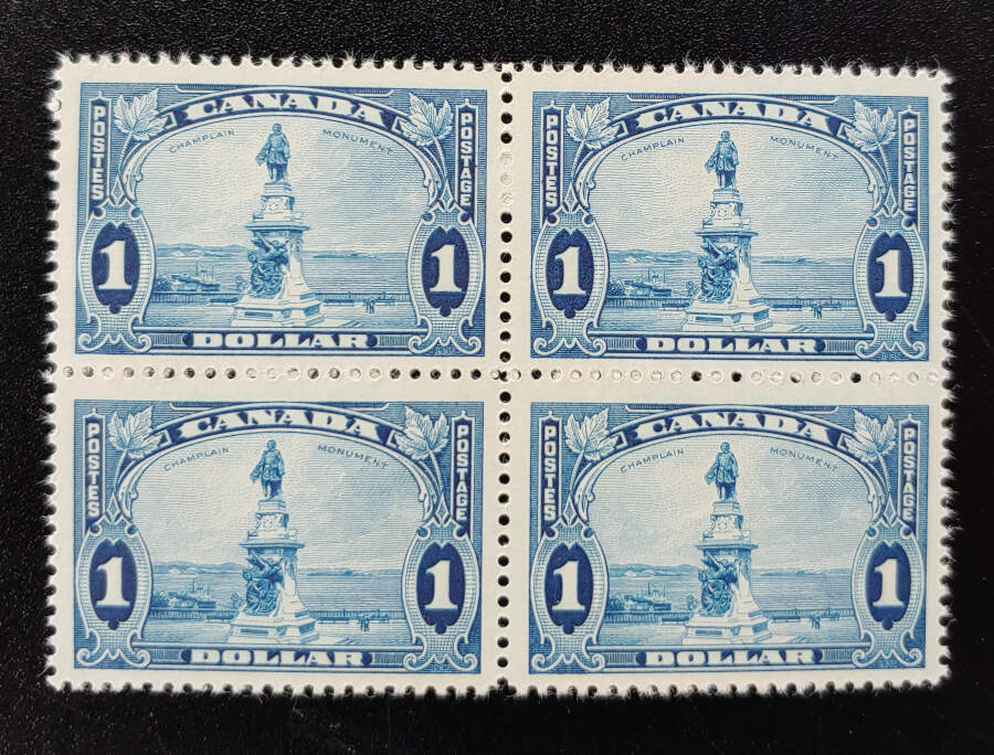 Canada #227 F/VF Never Hinged 1935 $1 Champlain Block $352 (4)