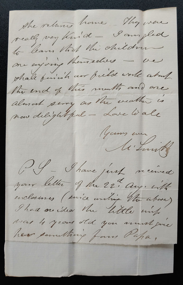 New Westminster 9 Sep 1881 Marcus Smith 2pg letter to his wife