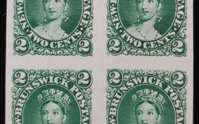 New Brunswick #7TCi VF 1860 2c Dk Green Plate Proof Blk