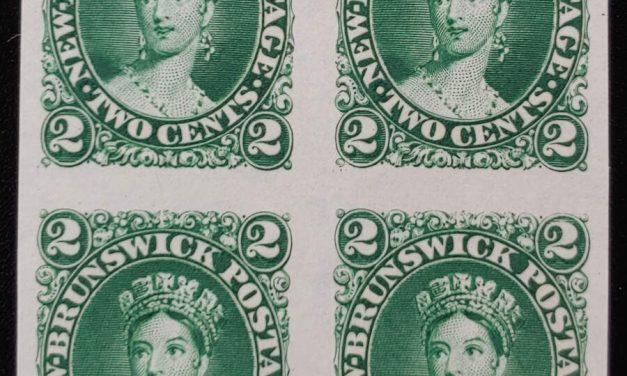 New Brunswick #7TCi VF 1860 2c Dk Green Plate Proof Blk