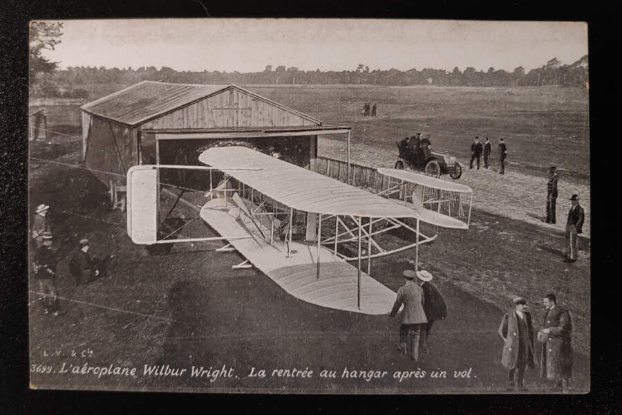France Unused Wilbur Wright Returning to Hangar Postcard