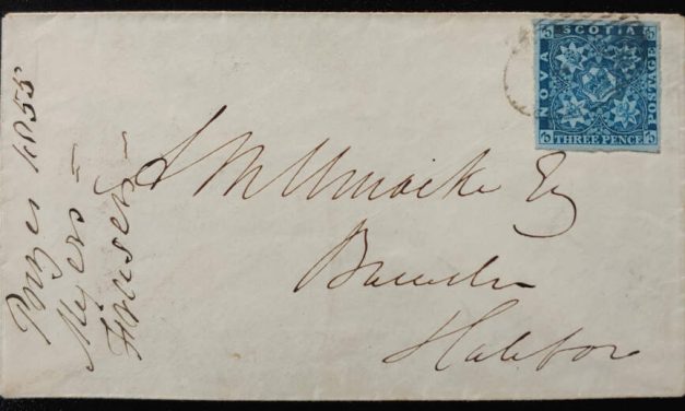 Nova Scotia #3 VF Used 3d on 29 Jan 1856 Cover w/ b/s