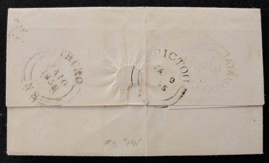Nova Scotia #3 9 Jan 1855 Tatamagouche/Truro FLS w/ b/s $500