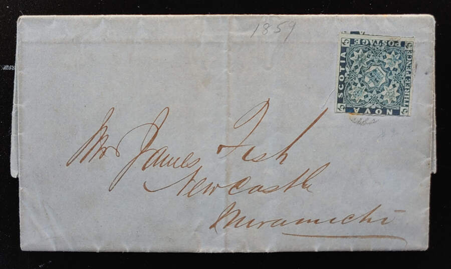 Nova Scotia #2 28 May 1859 Halifax/Miramichi FLS, contents $400