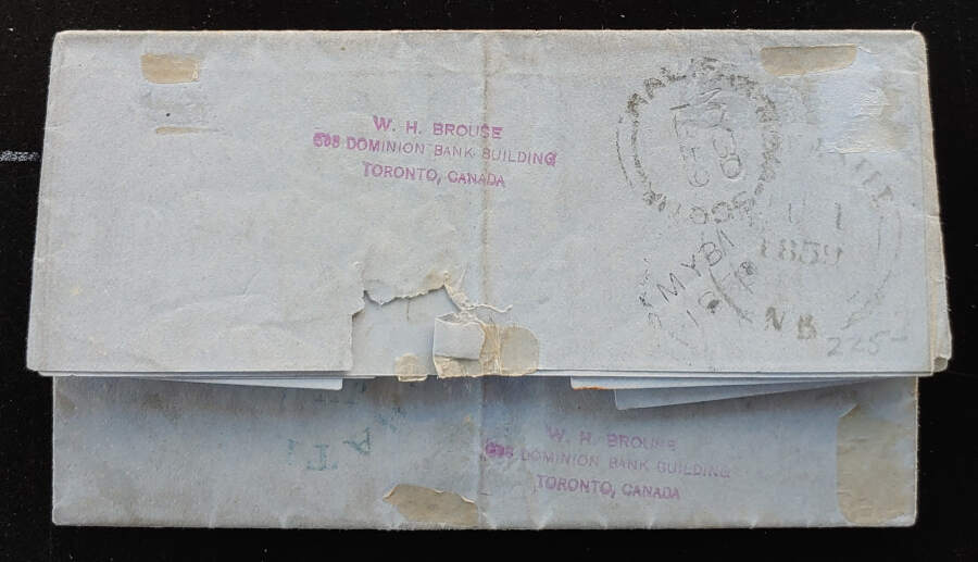 Nova Scotia #2 28 May 1859 Halifax/Miramichi FLS, contents $400