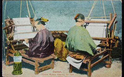 Hong Kong 5 Jul 1916 4c Canton, Women Weaving Postcard to Cda