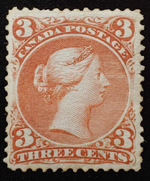 Canada #25 F/VF Unused 1868 3c Large Queen $2000