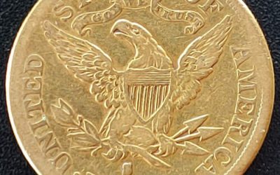 U.S./Colonial Cda VF+ 1886S Coronet Gold $5 Half Eagle .24187oz
