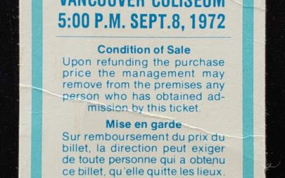 Canada/USSR 8 Sept 1972 Vancouver Coliseum Hockey Ticket stub