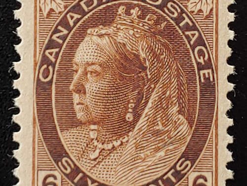 Canada #80 VF Mint lightly hinged 1898 6c QV Numeral