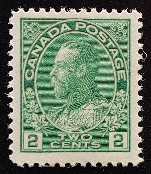 Canada #107iv F/VF Never Hinged 2c Yellow Green Dry Printing $51+