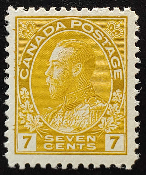 Canada #113 VFNH 1918 7c wet printing Admiral $270