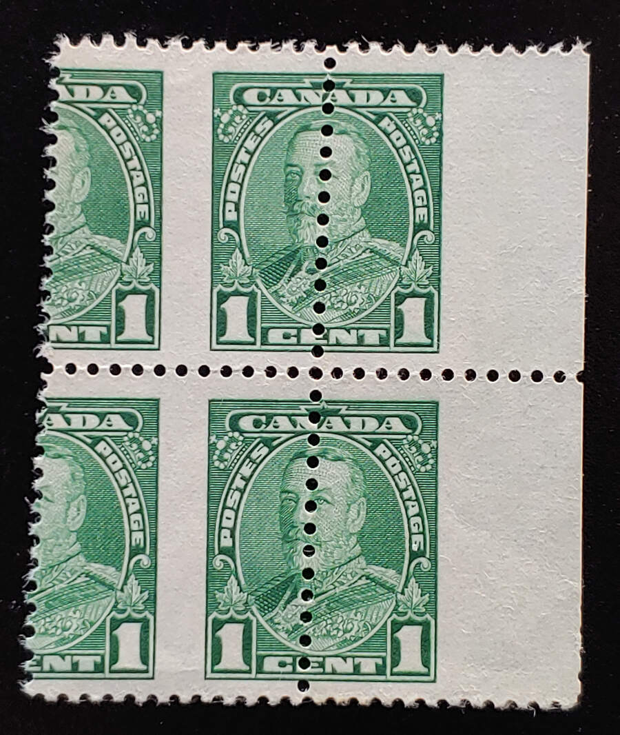 Canada #217 Unused 1935 1c George V Misperf Multiple $200+