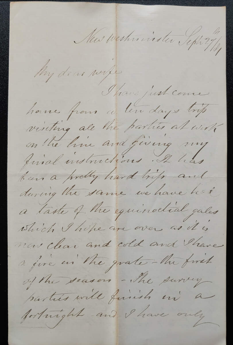 New Westminster, B.C. 27 Sep 1881 4-pg Marcus Smith letter to wife
