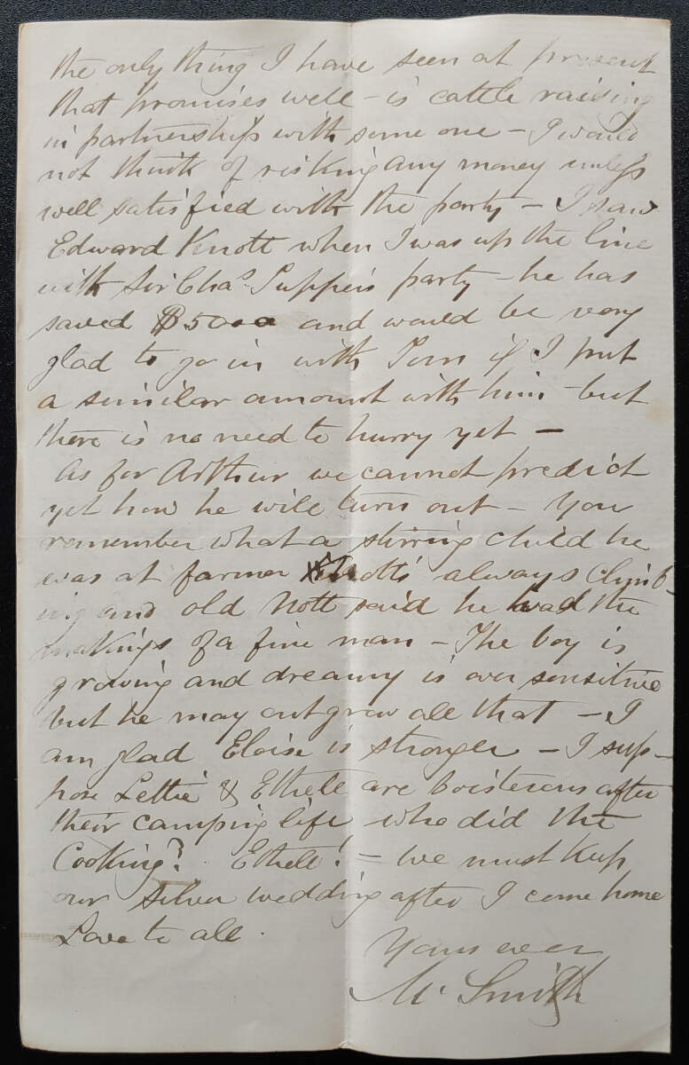 New Westminster, B.C. 27 Sep 1881 4-pg Marcus Smith letter to wife