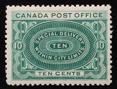 Canada #E1 F/VF+ Never Hinged 1898 10c Special Delivery $450+