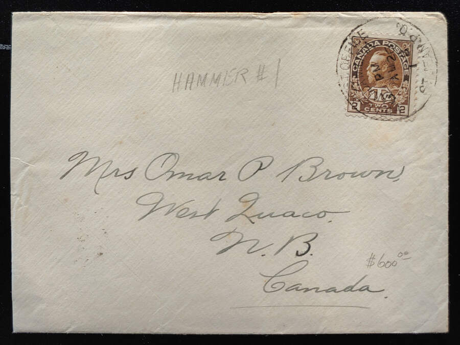 Post Office Canada Militia St Jean, PQ Hammer #1 26 Aug 1918 Cover