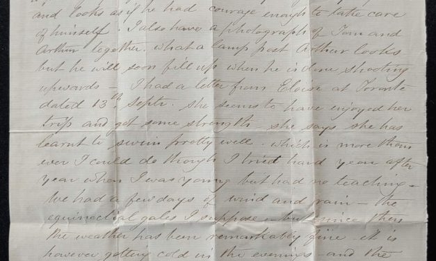 New Westminster 7 Oct 1881 2-pg Marcus Smith letter to his wife