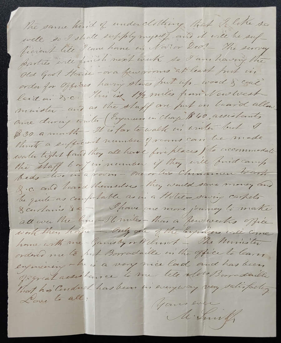 New Westminster 7 Oct 1881 2-pg Marcus Smith letter to his wife