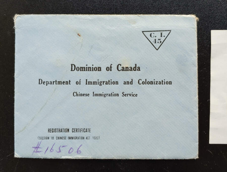 Dominion of Cda 12 Jun 1924 Chinese Registration Certificate
