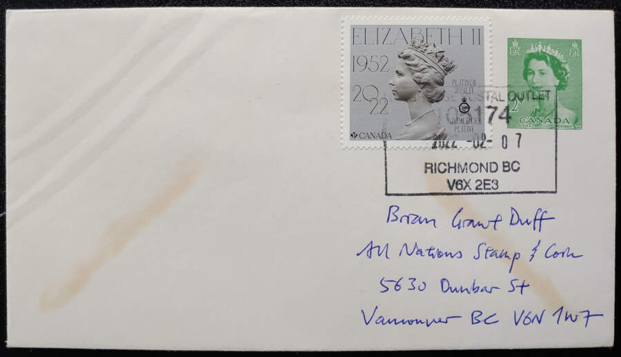 Canada 7 Feb 2022 QEII Platinum Jubilee private FDC