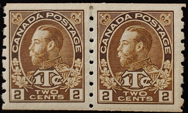 Canada #MR7aiii F/VF Mint 1916 War Tax Coil Pair