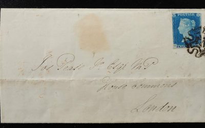 G.B. #2 17 Feb 1841 2d Blue Plate 2 lg part FLS ex Wellburn