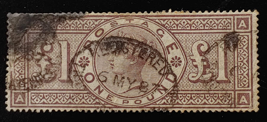 G.B. #110 6 May 1887 Registered Used Pound Brown, faults US$3000