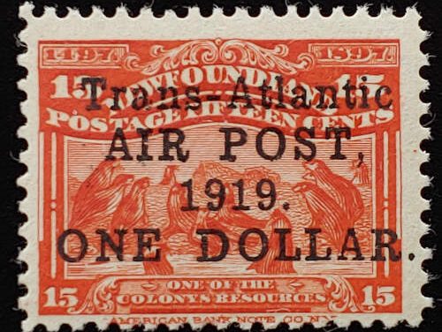 Newfoundland #C2 Fine Never Hinged 1919 $1 on 15c Airmail
