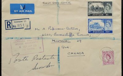 G.B. 1 Sep 1955 Registered QEII FDC to Montreal