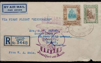 Jamaica 4 May 1936 Registered Hindenburg Zeppelin Cover to U.K.
