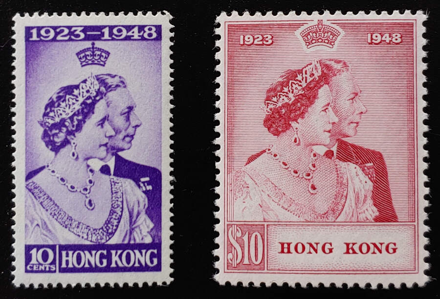 Hong Kong #178-179 Never Hinged 1948 Silver Wedding Set US$303