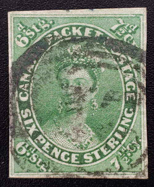 Canada #9 VF Used 1857 7.5d, small flaws, owner's b/s $5000